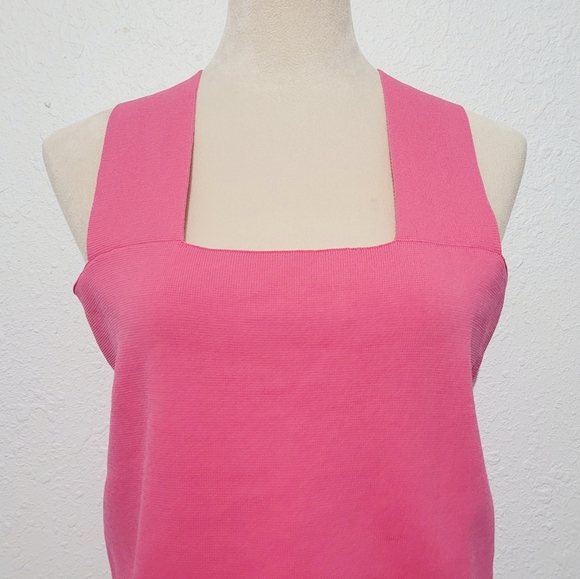 House of Harlow 1960 Wide Strap knit Tank Top Pink Stretchy Size Large - Picture 5 of 10